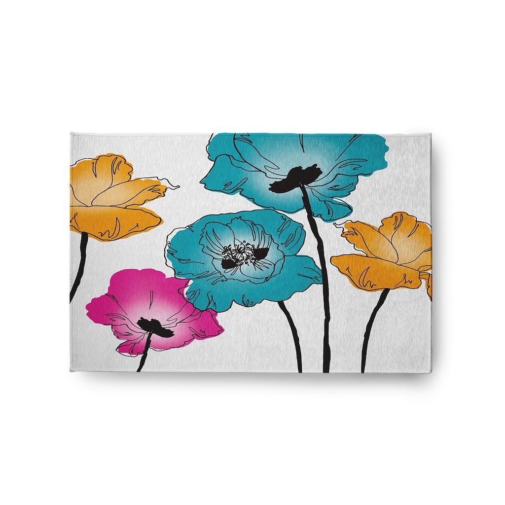 Popping Poppies Spring Chenille Indoor/Outdoor Rug