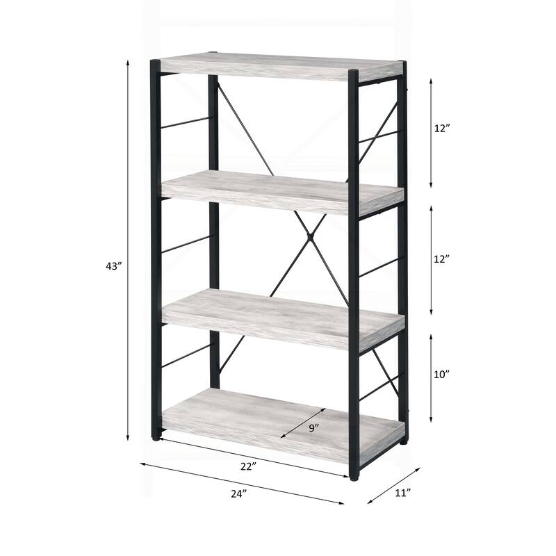 Versatile Freestanding Bookshelf with Faux Concrete Shelves