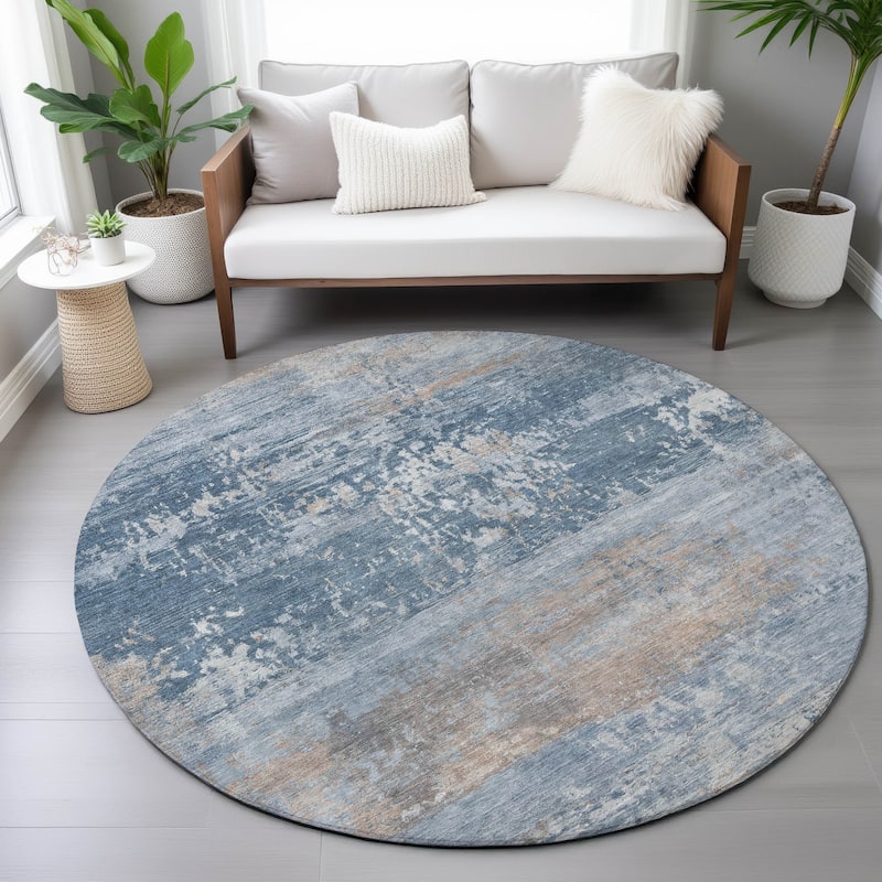 Machine Washable Indoor/Outdoor Contemporary Chantille Rug