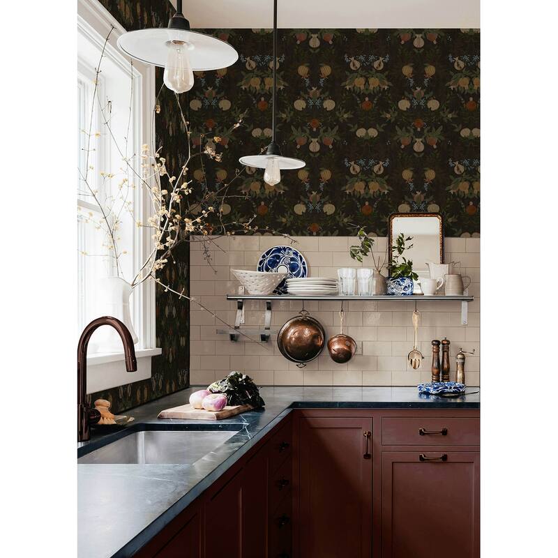 Chris Loves Julia x NuWallpaper Melograno Cinder Peel and Stick Wallpaper