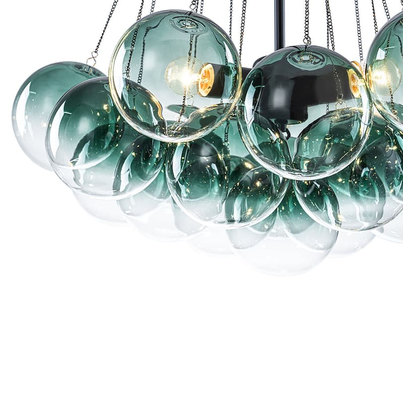 Dramatic 3-Light Gradient Transparent Glass Bubble Chandelier - 15.7 in