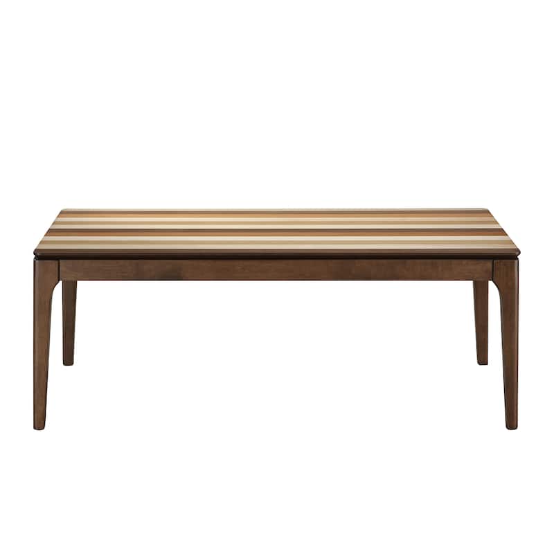 Astrid Coffee Table - Multi-Colored Tonal Striped Stain / Walnut Base