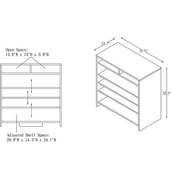dimension image slide 2 of 2, Furniture of America Tosh Urban Brown Rectangular 6-shelf Shoe Cabinet