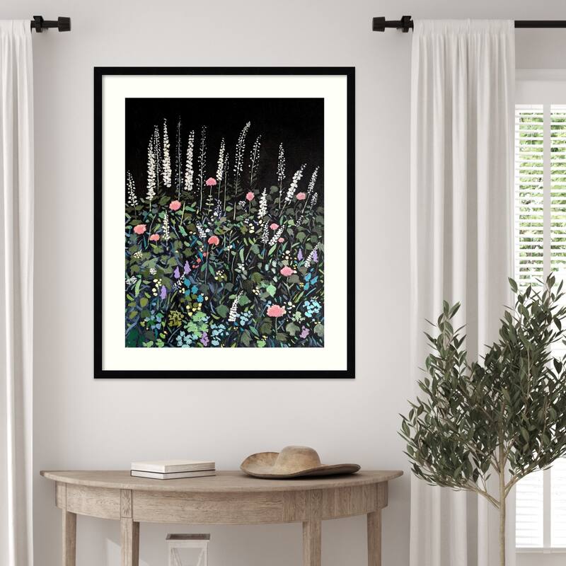 Night Garden by Claire Whitehead Wood Framed Wall Art Print - Svelte Noir Black