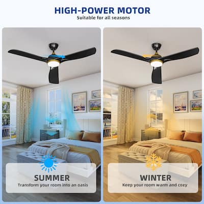 Moasis 56"ack Gold Ceiling Fan 3-Blade Modern Smart Reversible Ceiling Fan