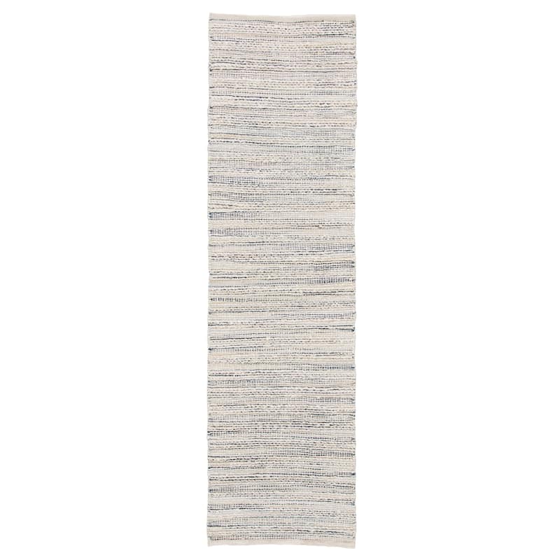 Solis Natural Jute Stripe Area Rug - 2'6" x 9' - White/Blue - Runner/N/A