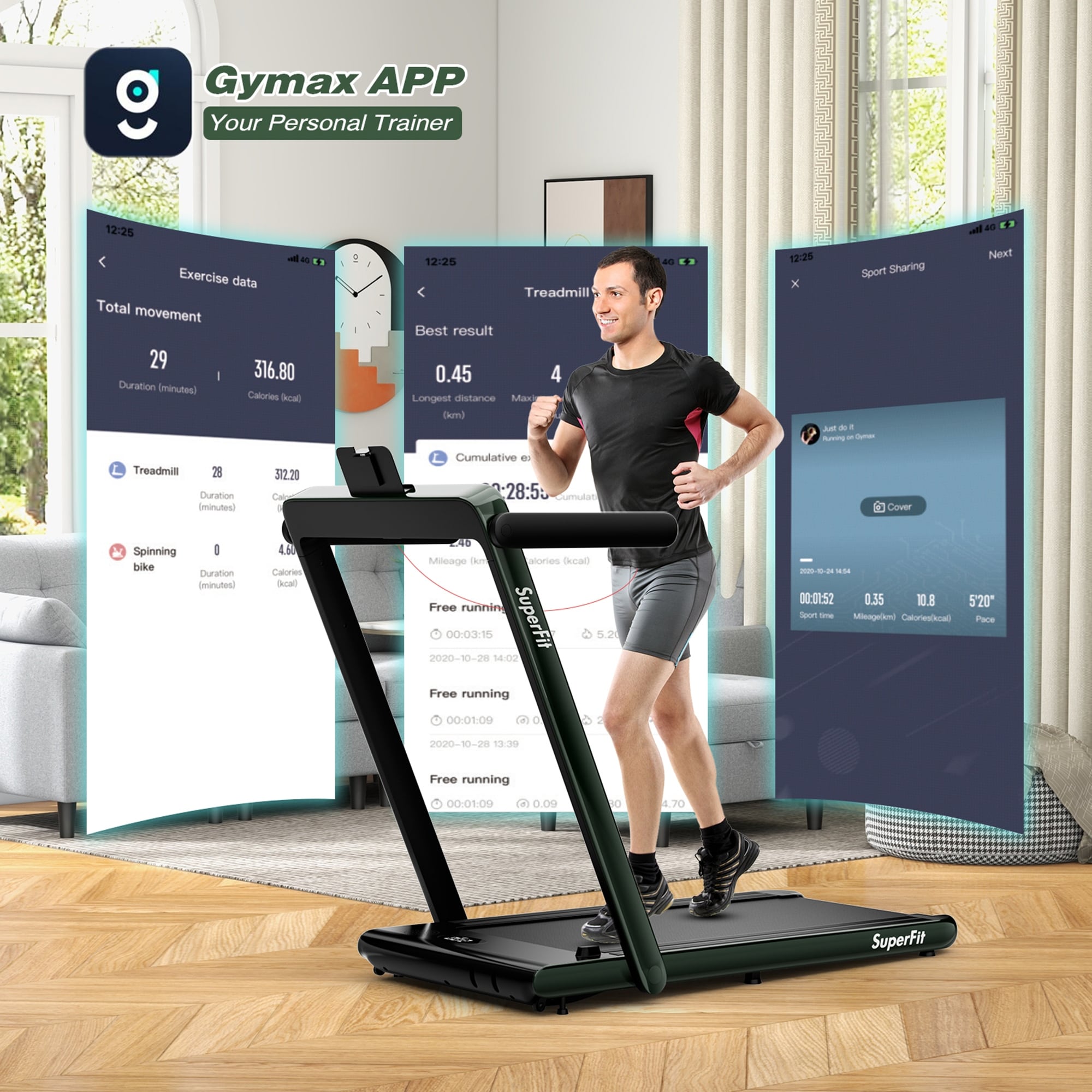 Gymax Motorized Treadmill Folding Under Desk Electric Treadmill 49 x 27 x 42 Bed Bath Beyond 32374783