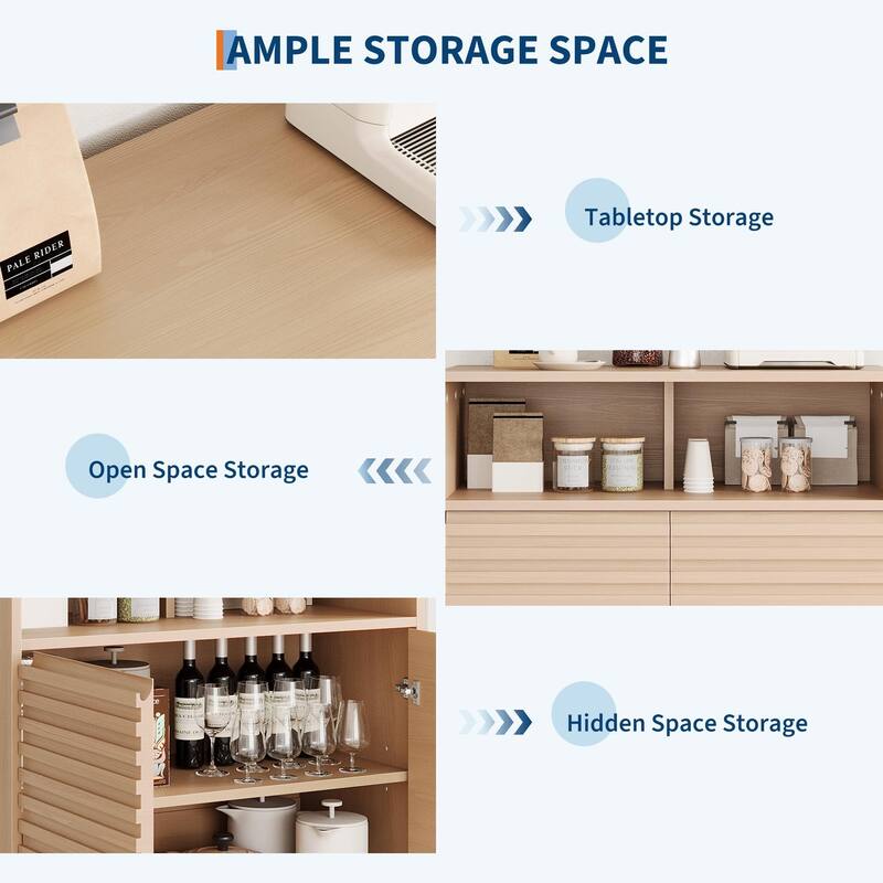 Coffee Bar Cabinet, Kitchen Storage Cabinet with Drawer and Adjustable Shelves, Buffet Sideboard