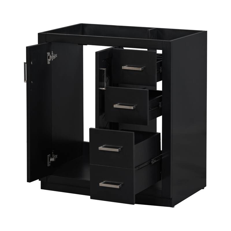 Retro Style Bathroom Vanity Cabinet with Solid Wood Frame, 3 Drawers, Soft-Closing Hinges - 29.53in L Solid Wood+MDF