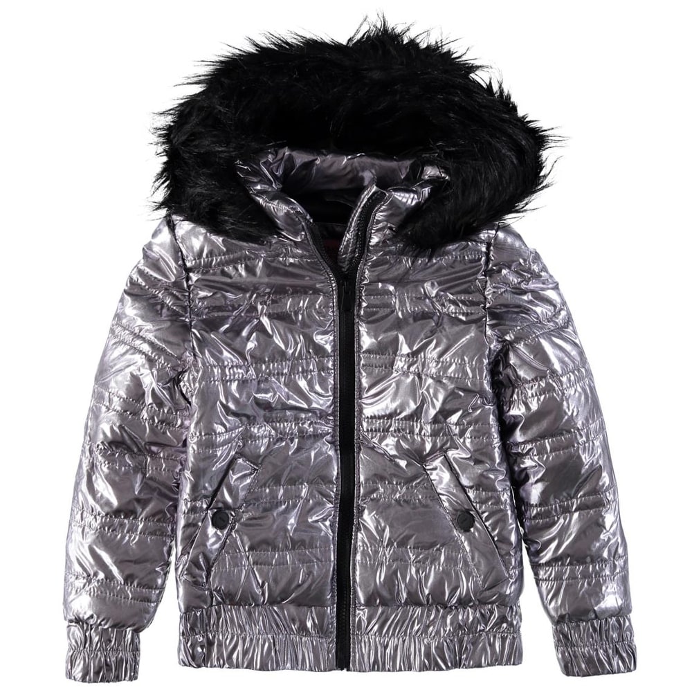 girls silver puffer coat