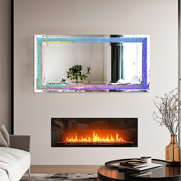 Large Sparkling Crystals Diamond Embedded Venetian Wall Mirror