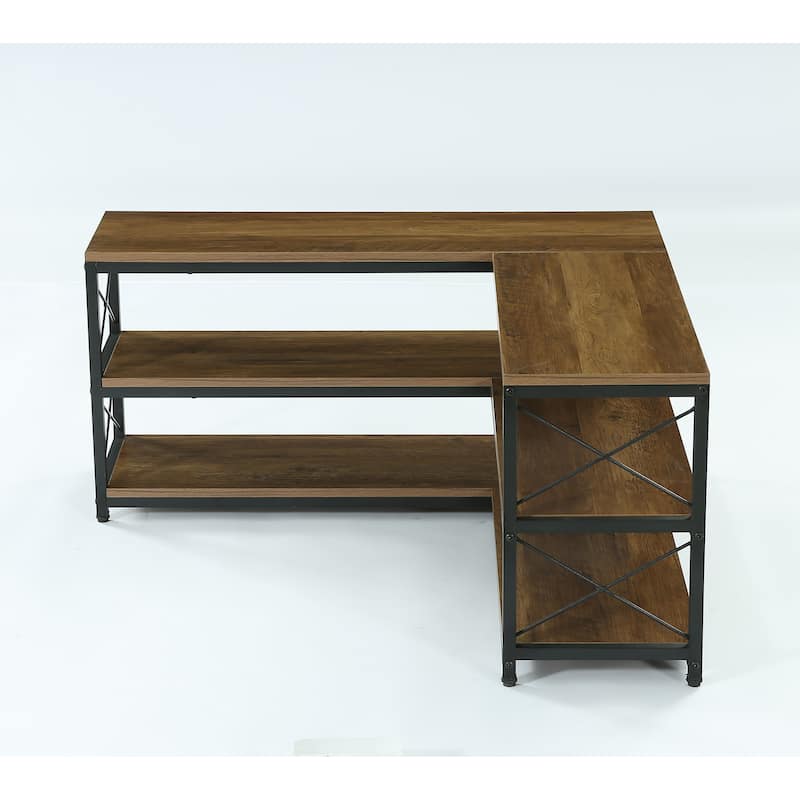 39.4" Corner Bench, 3-Tier L-Shaped Entryway Bench with Shoe Storage