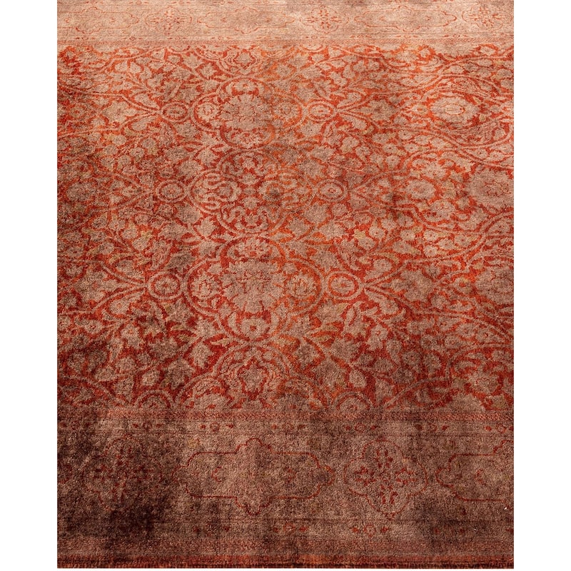 Overton Hand Knotted Wool Vintage Inspired Modern Contemporary Overdyed Brown Area Rug - 4' 1" x 6' 3"