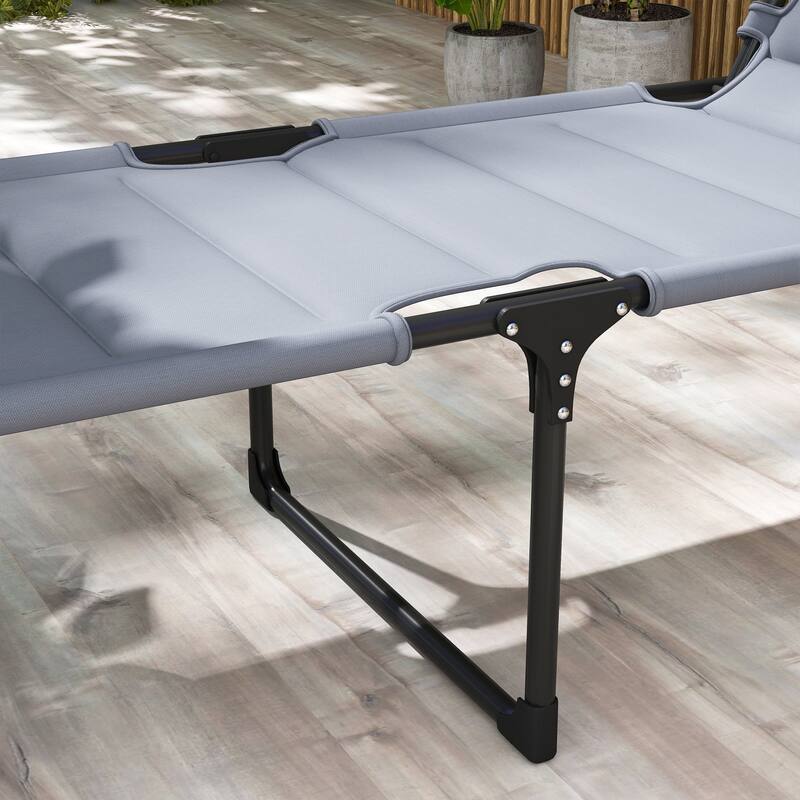 Foldable Outdoor Reclining Sun Lounger with Adjustable Backrest and Weather-Resistant Fabric - 27.5" W x 78.75" D x 17.75" H