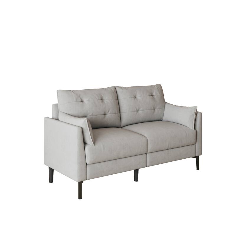 Light Grey Linen Upholstered Loveseat Sofa, Living Room Thick Cushion