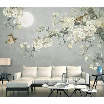 GK Wall Design Vintage Floral Plum Blossom Nightscape Removable Wallpaper