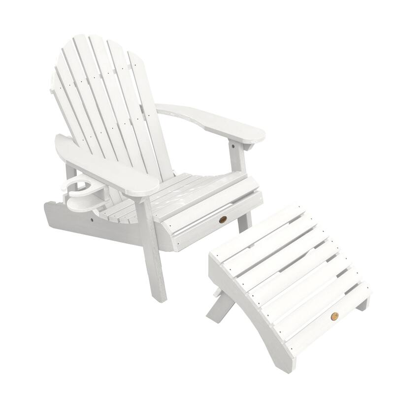 Mandalay Outdoor Chair, Ottoman, and Cupholder Set - White
