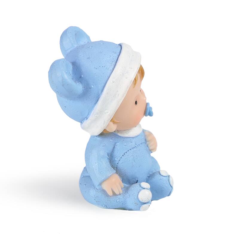 Set of 12 Baby Boy with Pacifier Figurine Blue Baby Shower Favor 3in - 3" H x 1.5" W x 1.5" DP