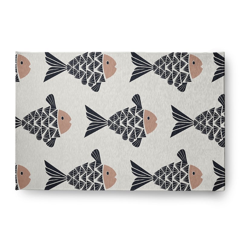Fish Tales Nautical Indoor/Outdoor Rug - Mauve - 4' x 6'
