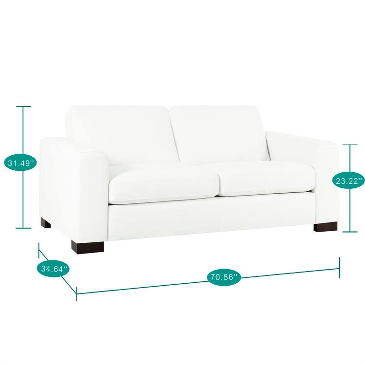 Genuine Leather Loveseat Sofa - Ultimate Comfort, Mid-Century Living Room Loveseat, Modern Small Couch with Sturdy Block Legs