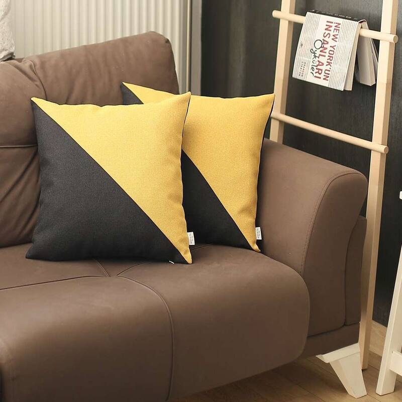 Set Of 2 Black And Yellow Diagonal Pillow Covers Bed Bath & Beyond
