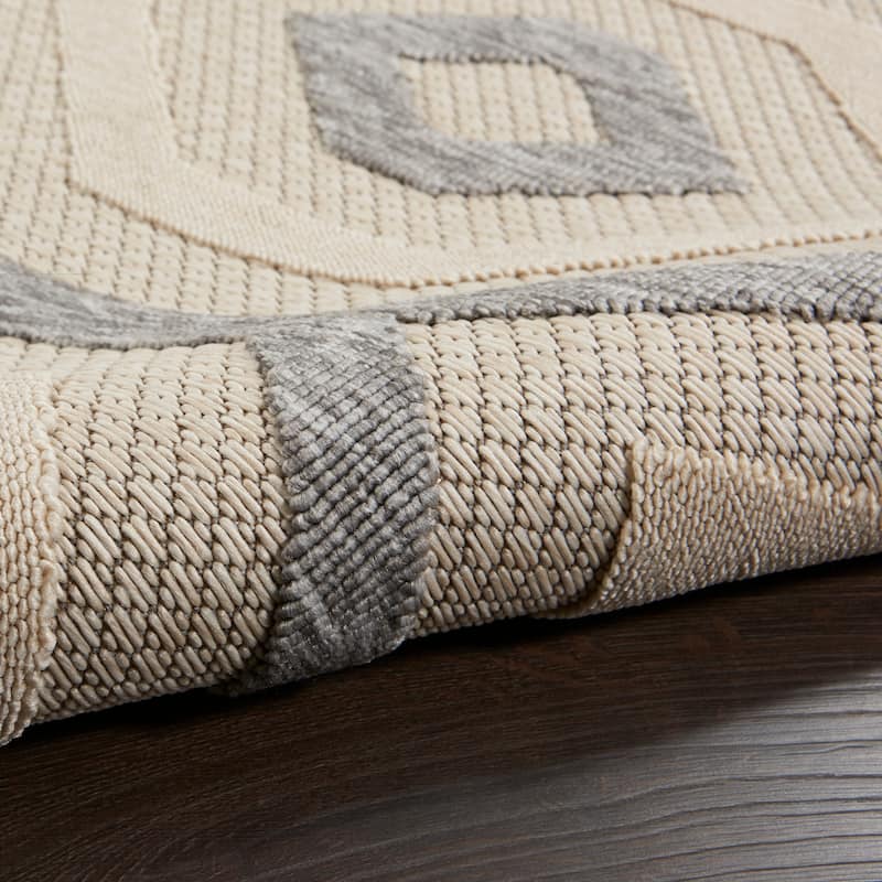 Nourison Palamos Modern Textured Geometric Indoor Outdoor Area Rug