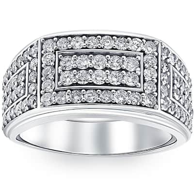 VS 2Ct Lab Grown Diamond Mens Ring in 10k White or Yellow Gold