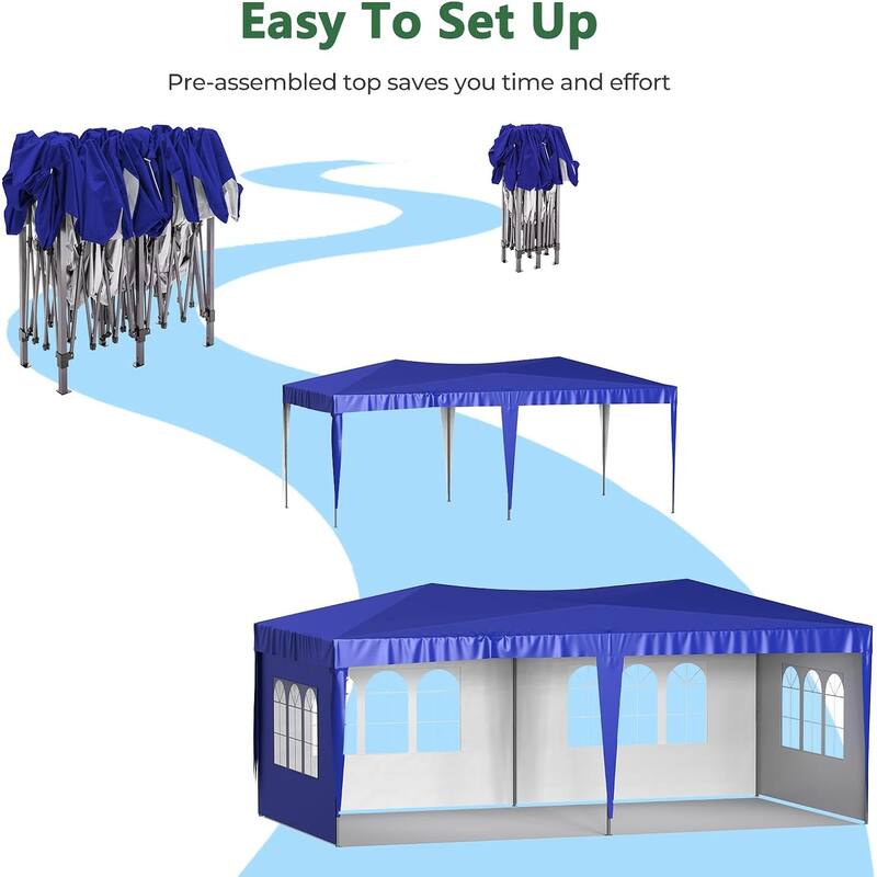 10 x 20 Pop Up Canopy Tent with 6 Sidewalls, Portable Party Canopy with 6 Weight Bag