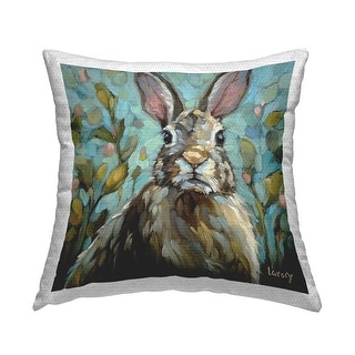 Stupell Modern Botanical Rabbit Portrait Printed Outdoor Throw Pillow ...