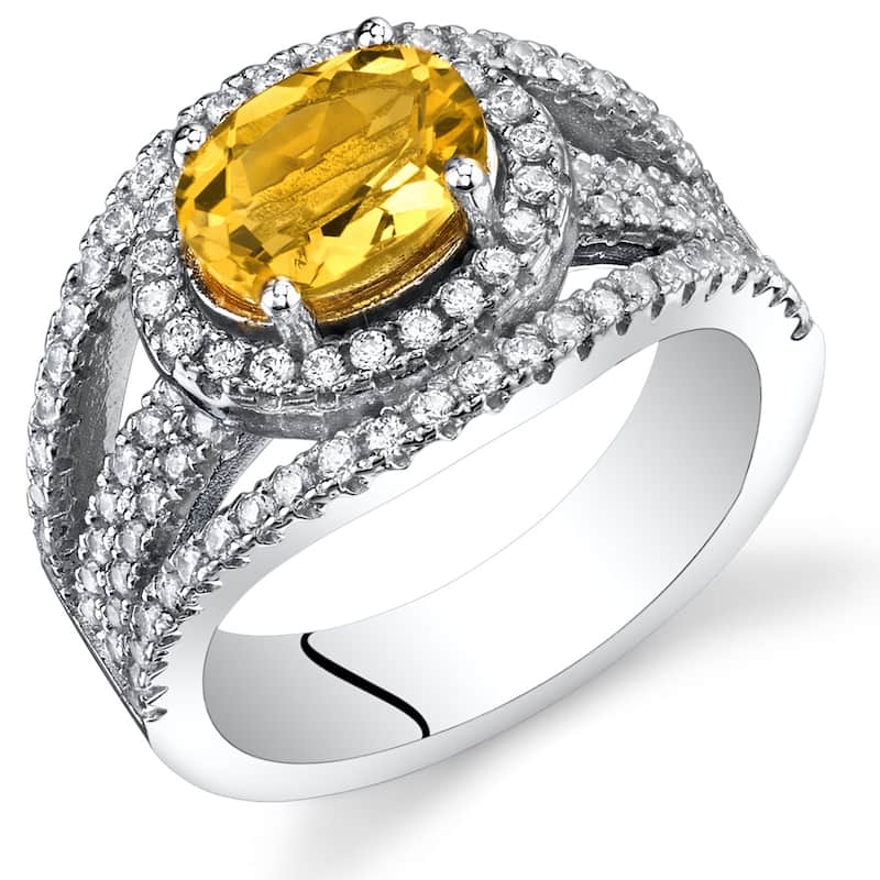Sterling Silver 1 ct Citrine Halo Ring
