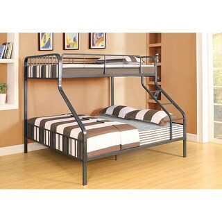 Twin XL/Queen Metal Bunk Bed with Sturdy Slat System and Safety Guardrails, Gunmetal Finish