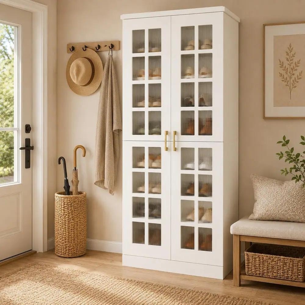 Modern 8-Tier Shoe Storage Cabinet with Doors
