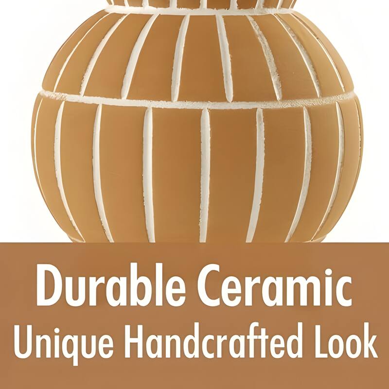 Aria Home Tan Ceramic Bubble Vase with Raised Rim Set of Two