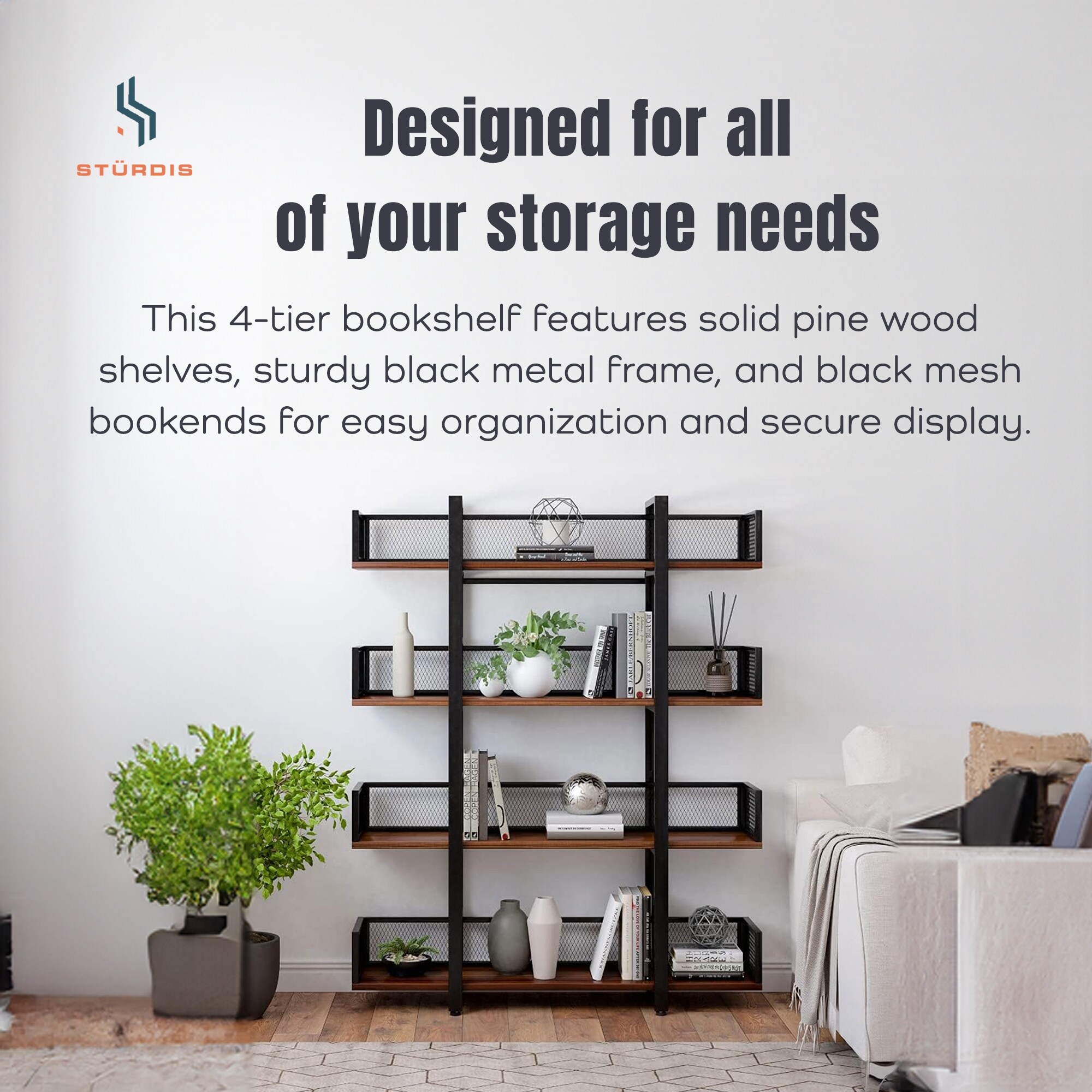 HETAO Ladder Step Bookcase, 4 Tier, 5 Shelves, Display Shelf For Living Room Or Office Industrial Black Metal And Wood Weathered Gray C8bb4074 80bd 4764 A057 867869d89fcf.d1fbdb774f935a0d1bec1ab22d7cdb71 - View #2