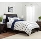 preview thumbnail 4 of 4, Chanasya 6-Piece Navy White Embroidered Duvet Cover Set
