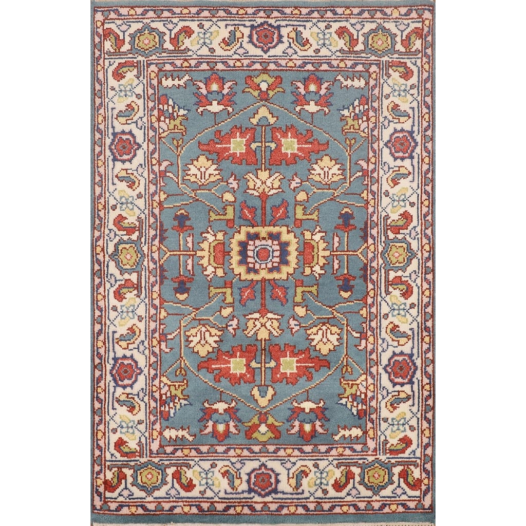 Oushak Oriental Foyer Rug Handmade Wool Carpet - 4'0"x 5'11"