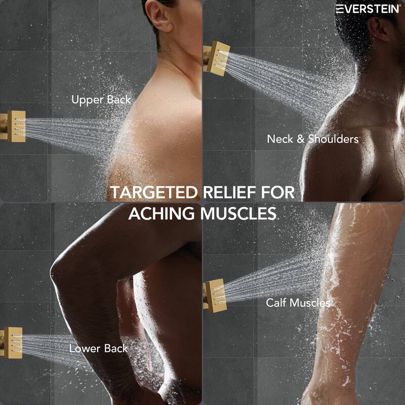 Thermostatic Shower System 12" High-Pressure Rainfall Shower Head with Slide Bar Hand Shower