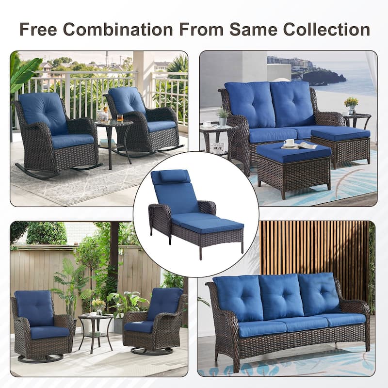Outdoor Chaise Lounge Chair Adjustable 5-Position - 1-Piece