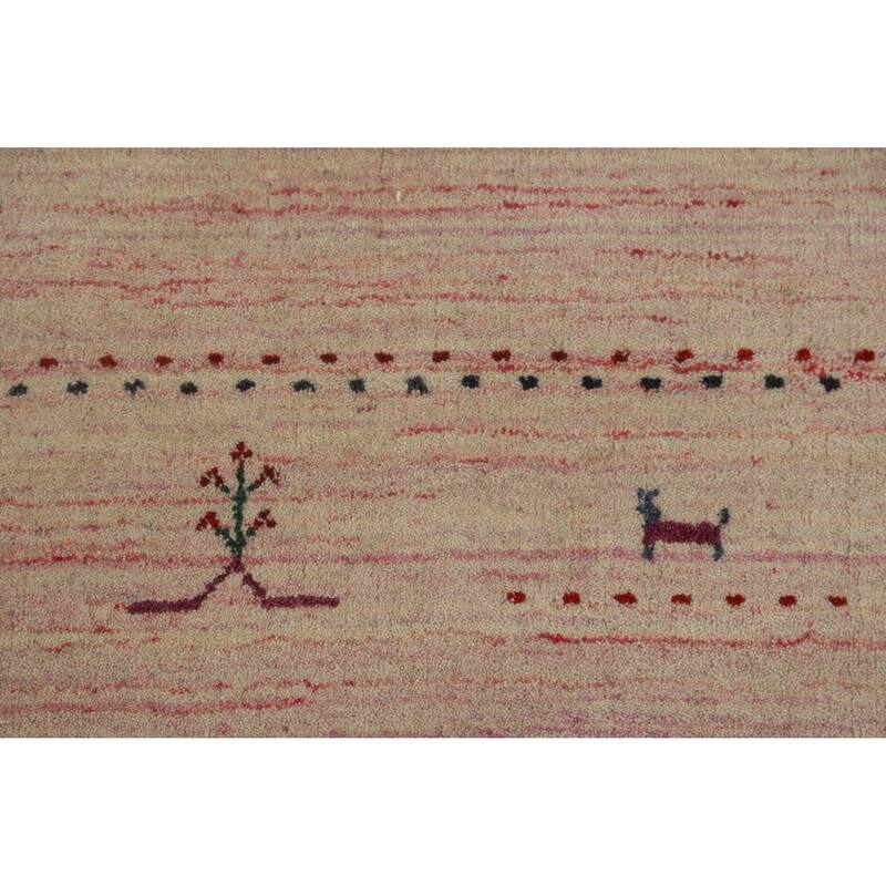 Hand Knotted Oriental 100% Wool Carpet Tribal Animal Pictorial Multi-Colored Gabbeh Area Rug - 5' 10'' X 3' 11''