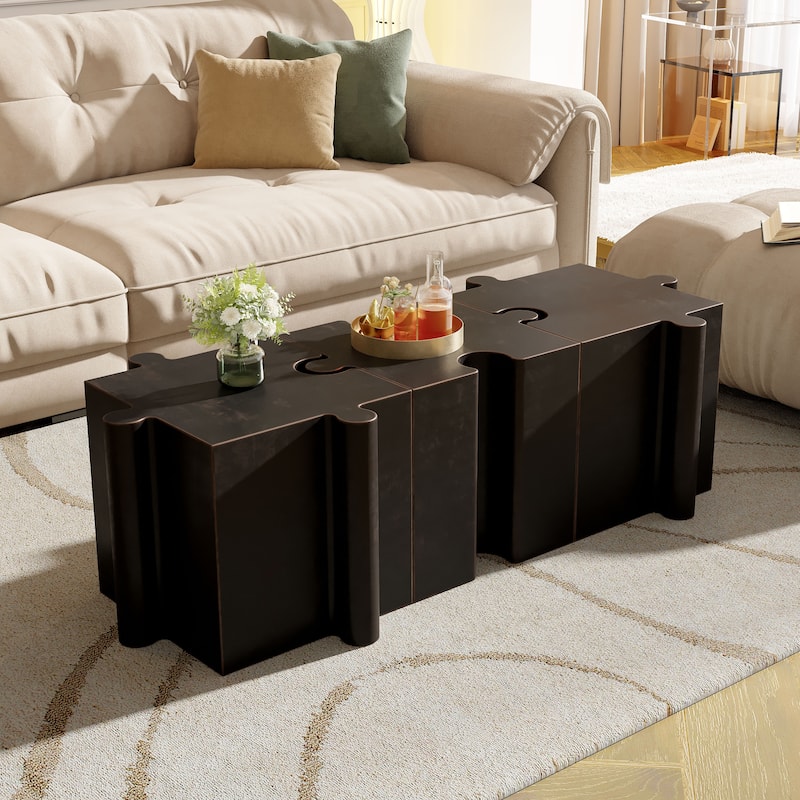 Roomfitters Puzzle Art Side Table, Modular Concave MGO Accent Table for Indoor & Outdoor