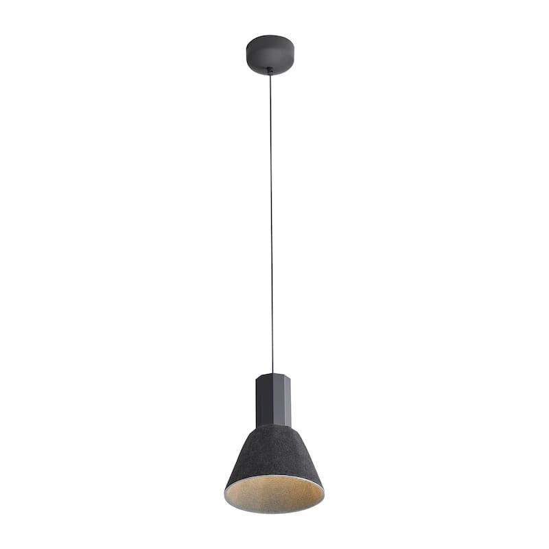 Golden Lighting Faroe 8in Integrated LED Pendant in Flecked Black/Grey Felt - Black