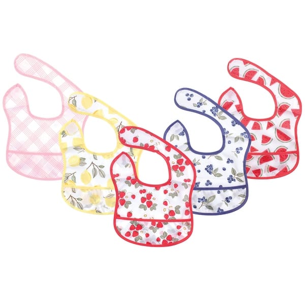 slide 1 of 1, Hudson Baby Infant Girl Waterproof Polyester Bibs 5pk, Strawberries, Beginner - Strawberries Beginner - Strawberries