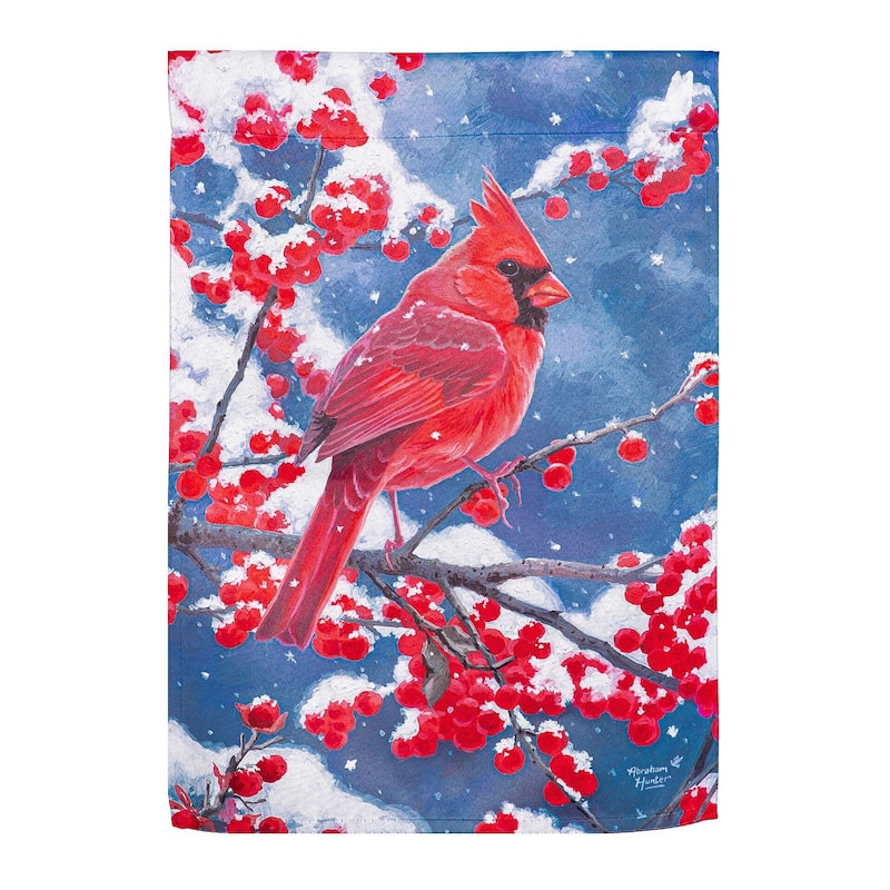 12.5 in. x 18 in. Red Cardinal Suede Garden Flag