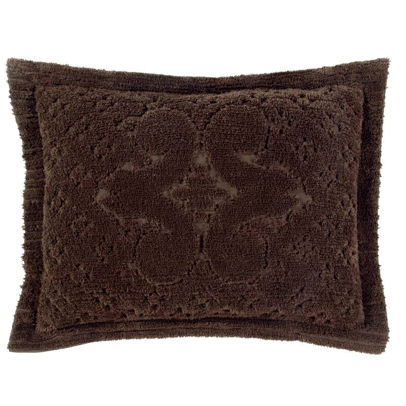 Better Trends Ashton Collection in Medallion Design 100% Cotton Tufted Unique Luxurious Machine Washable Tumble Dry - Chocolate - Standard Sham
