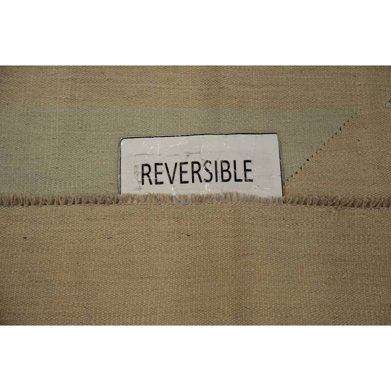 Hand Woven Oriental 100% Wool Carpet Southwestern Modern Beige & Ivories Kilim Area Rug - 6' 4'' X 5' 0''