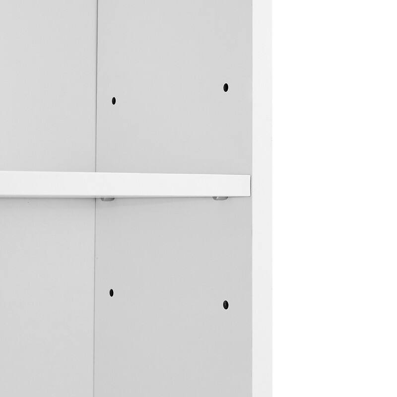 Bookshelf with Two Doors and Drawers, Adjustable Shelf, Three-layer Open Shelf