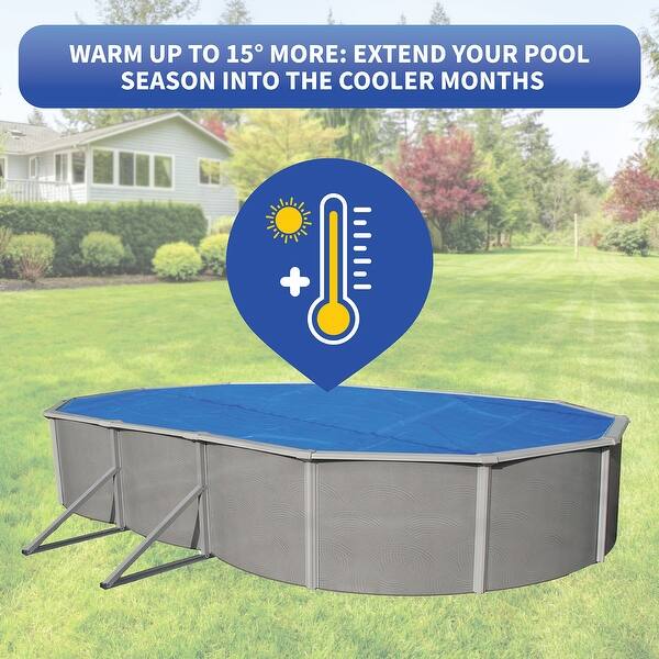 Blue Wave 8mil Solar Blanket for Oval AboveGround Pools Blue On