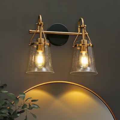 Haye 4-Light Modern Glass Bathroom Vanity Light Gold Wall Sconces