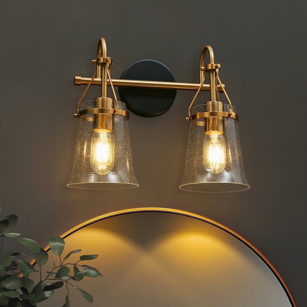 Haye 4-Light Modern Glass Bathroom Vanity Light Gold Wall Sconces