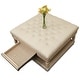 preview thumbnail 2 of 0, Suleiman Tufted Padded Cocktail Ottoman with Shelf and Drawer